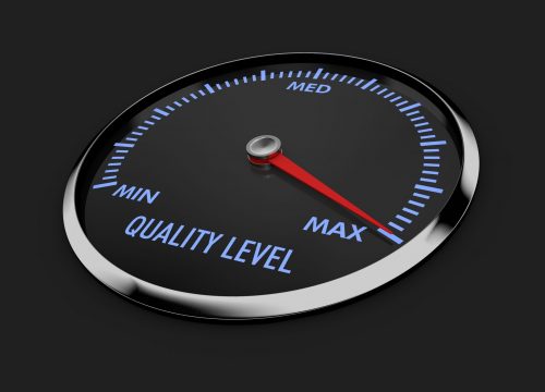 speedometer with quality level needle near the max 3d render